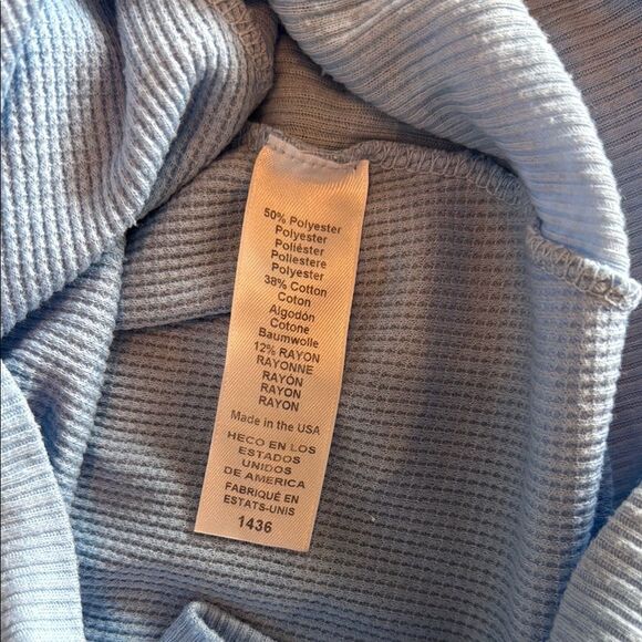 Michael Stars Blue Thermal Long Sleeve Relaxed  deep V-neck size Large - Picture 5 of 9